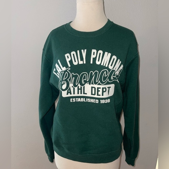 Jerzees Cal Poly Pomona broncos green crewneck sweater size small - Picture 1 of 7